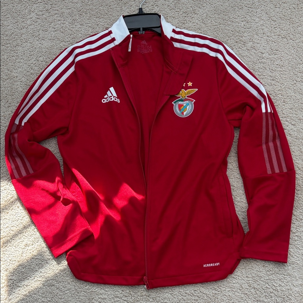 Adidas Kids Red Varsity Jacket with White Accents